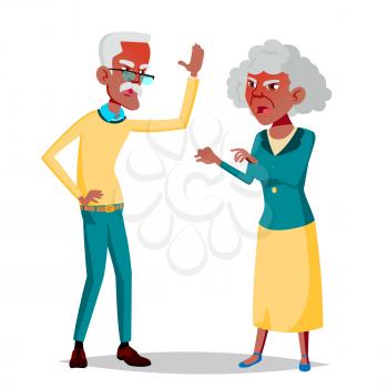 Elderly Couple Vector. Grandfather And Grandmother. Face Emotions. Happy People Together. Isolated Flat Cartoon Illustration