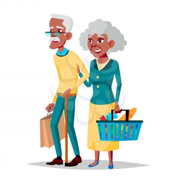 Elderly Couple Vector. Grandpa With Grandmother. Social Concept. Senior Couple. Isolated Flat Cartoon Illustration