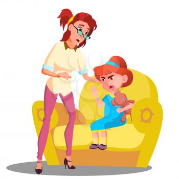 Mother Comforting Crying Child Vector. Illustration