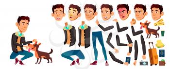 Teen Boy Vector. Animation Creation Set. Face Emotions, Gestures. Beauty, Lifestyle. Animated. For Web, Brochure Poster Design Isolated Illustration