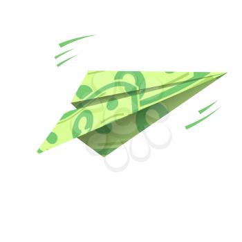 Paper Airplane Of Dollars Vector, Flying Money Illustration