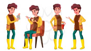 Teen Girl Poses Set Vector. Beauty, Lifestyle. For Web, Poster, Booklet Design. Isolated Cartoon Illustration