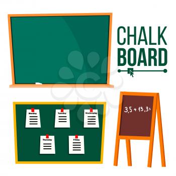 Green Chalk Board Vector. School Blackboard. Isolated Illustration