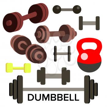 Dumbbell, Barbell Set Vector. Kettlebells. Sport Fitness Icons. Isolated Illustration