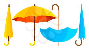 Umbrella Icon Vector. Opened And Closed. Autumn Rain Concept. Cartoon Illustration
