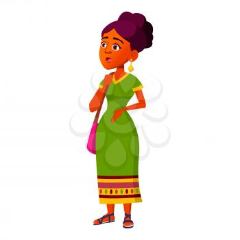 Teen Girl Poses Vector. Indian, Hindu. Asian. Active, Expression. For Presentation, Print, Invitation Design. Isolated Cartoon Illustration
