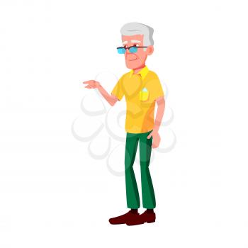 Old Man Poses Vector. Elderly People. Senior Person. Aged. Active Grandparent. Joy. Web, Brochure, Poster Design. Isolated Cartoon Illustration