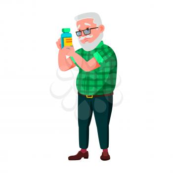 Old Man Poses Vector. Elderly People. Senior Person. Aged. Positive Pensioner. Advertising, Placard, Print Design. Isolated Cartoon Illustration
