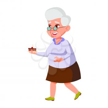 Old Woman Poses Vector. Elderly People. Senior Person. Aged. Beautiful Retiree. Life. Card, Advertisement, Greeting Design. Isolated Cartoon Illustration
