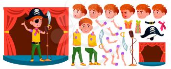 Boy Schoolboy Kid Vector. Primary School Child. Animation Creation Set. Student Activity. Public Performance. For Postcard, Announcement, Cover Design. Face Emotions, Gestures. Illustration