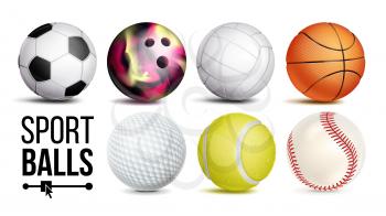 Sport Balls Vector. Realistic. Classic Sport Game, Fitness Symbol Symbol Equipment. Isolated On White Background Illustration