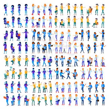 People Set Vector. Man, Woman. Modern Gradient Colors. People Different Poses. Creative People. Design Element. Office Person. Isolated Illustration
