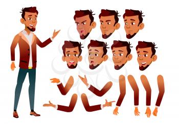 Teen Boy Vector. Teenager. Beauty, Lifestyle. Face Emotions, Various Gestures. Animation Creation Set. Isolated Flat Cartoon Character Illustration