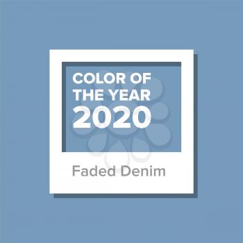 Faded Denim, Color Of The Year 2020. Color trend palette. Swatch. Vector Illustration