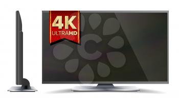 4k TV Vector Screen. UHD Sign. TV Ultra HD Resolution Format. Isolated Illustration