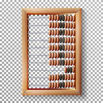 Abacus Set Vector. Realistic Illustration Of Classic Wooden Old Abacus. Arithmetic Tool Equipment. Isolated