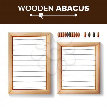 Abacus Blank. Vector Template Illustration Of Classic Wooden Abacus. Shop Arithmetic Tool Equipment. Isolated