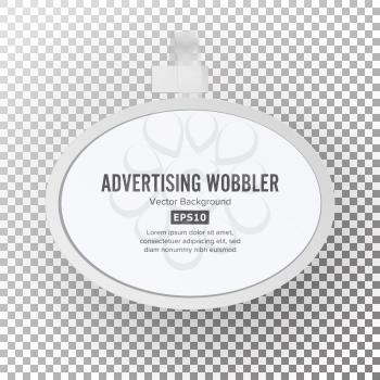Plastic Advertising Wobbler Vector. Blank White Paper Plastic Advertising Price Wobbler Front View With Shadow