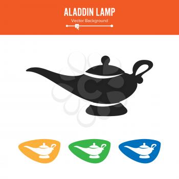 Aladdin Lamp Vector. Simple Black Silhouette Symbol On White Background.
