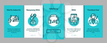 Singing Song Elements Vector Onboarding Mobile App Page Screen. Contour Illustrations