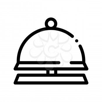 Reception Equipment Bell Vector Thin Line Icon. Table-bell Reception Device Hotel Performance Of Service Equipment Linear Pictogram. Business Hostel Items Monochrome Contour Illustration