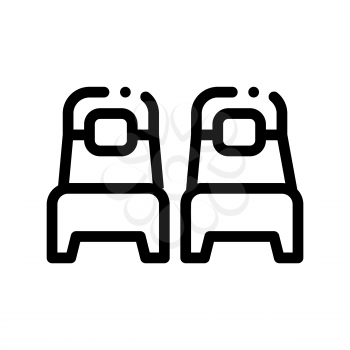 Two Single Place Beds Vector Sign Thin Line Icon. Bedroom Beds For Persons, Hotel Performance Of Service Equipment Linear Pictogram. Business Hostel Items Monochrome Contour Illustration