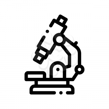 Medical Equipment Microscope Vector Thin Line Icon. Medicine Laboratory Microscope Linear Pictogram. Chemical Medical Microbe Type Infection Microorganism Contour Monochrome Illustration