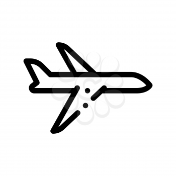 Public Transport Airplane Vector Thin Line Icon. Fast Airplane Flying Machine, Urban Passenger Transport Linear Pictogram. City Transportation Passage Service Contour Monochrome Illustration