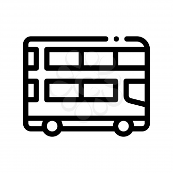 Public Transport Double-decker Bus Vector Icon Sign Thin Line. Double-decker Motor-bus, Urban Passenger Transport Linear Pictogram. City Transportation Passage Service Contour Monochrome Illustration