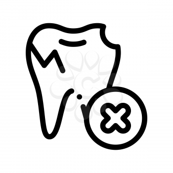 Dentist Stomatology Unhealthy Tooth Vector Icon Sign Thin Line. Caries And Debris Bad Tooth Linear Pictogram. Chairside Assistance Dental Health Service Monochrome Contour Illustration