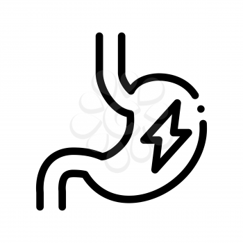 Upset Stomach Symptomp Of Pregnancy Vector Icon Thin Line Sign. Indigestion Stomachache Woman Symptomp Of Pregnancy Pictogram. Characteristic Diagnosis Of Future Mother Monochrome Contour Illustration