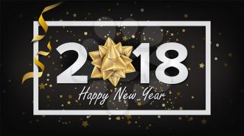 2018 Happy New Year Vector. Christmas Greeting Card, Poster, Brochure, Flyer Template Design. Party Banner Illustration