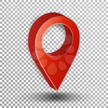 3d Map Pointer Vector. Red Navigator Symbol On Checkered Background