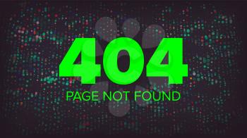 404 Error Page Vector. Broken Web Page Graphic Design. Failure Layout Server Illustration.