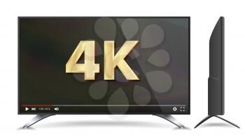 4k TV Vector Screen. UHD Sign. TV Ultra HD Resolution Format. Isolated Illustration