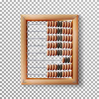 Abacus Set Vector. Classic Wooden Old Abacus. Arithmetic Tool Equipment. Isolated On Transparent