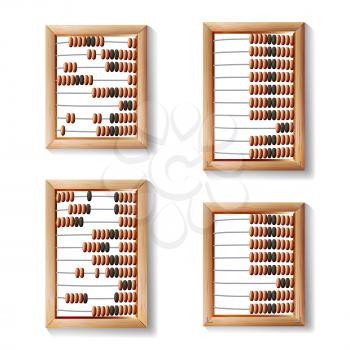 Abacus Set Vector. Realistic Illustration Of Classic Wooden Old Abacus.