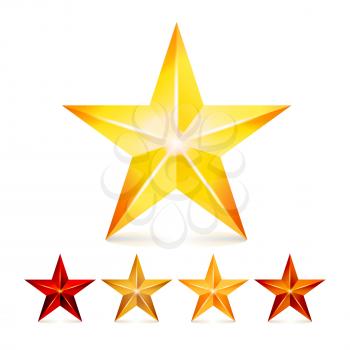 Achievement Vector Star Set. Decoration Realistic Symbols. 3d Shine Icon Isolated On White