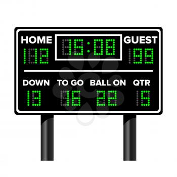 American Football Scoreboard. Sport Game Score. Digital LED Dots. Vector
