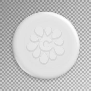 Blank White Badge Vector. Realistic Illustration. Clean Empty Pin Button Isolated.