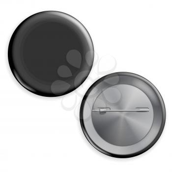 Blank Black Badge Vector. Advertise Blank Round Button.
