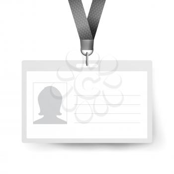 Id Badge Vector. Name Tag. Employee Card. White Blank Plastic Id Card