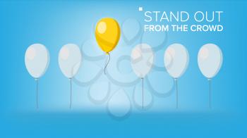 Stand Out From The Crowd Vector. Outstanding Balloon Different From Other. Business Success. Good Idea, Leadership. Flat Illustration