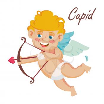 Classic Cupid Vector. Cupids Silhouette. Valentine Day. Shoots A Bow. Flat Cartoon Illustration