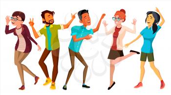 Dancing People Set Vector. Adult Persons In Action. Character Design. Isolated Flat Cartoon Illustration
