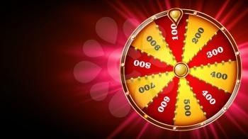 Wheel Of Fortune Design Vector. Win Fortune Roulette 3d Victory Object. Lucky Poster Opportunity Design. Night Club Illustration