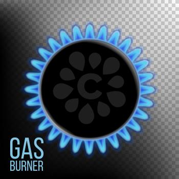 Gas Burner Vector. Burner Plate. Isolated On Transparent Background Realistic Illustration