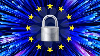 GDPR Background Vector. Padlock. Protection Of Personal Data. Stars. Security Web Banner. Illustration