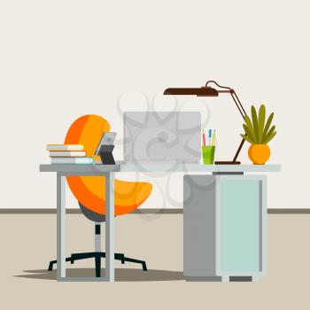 Office Interior Vector. Modern Workplace. Interior Office Room. Flat Illustration