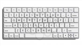 Desktop Keyboard Vector. 3D Realistic Classic Computer Keyboard Mockup. Isolated On White Illustration